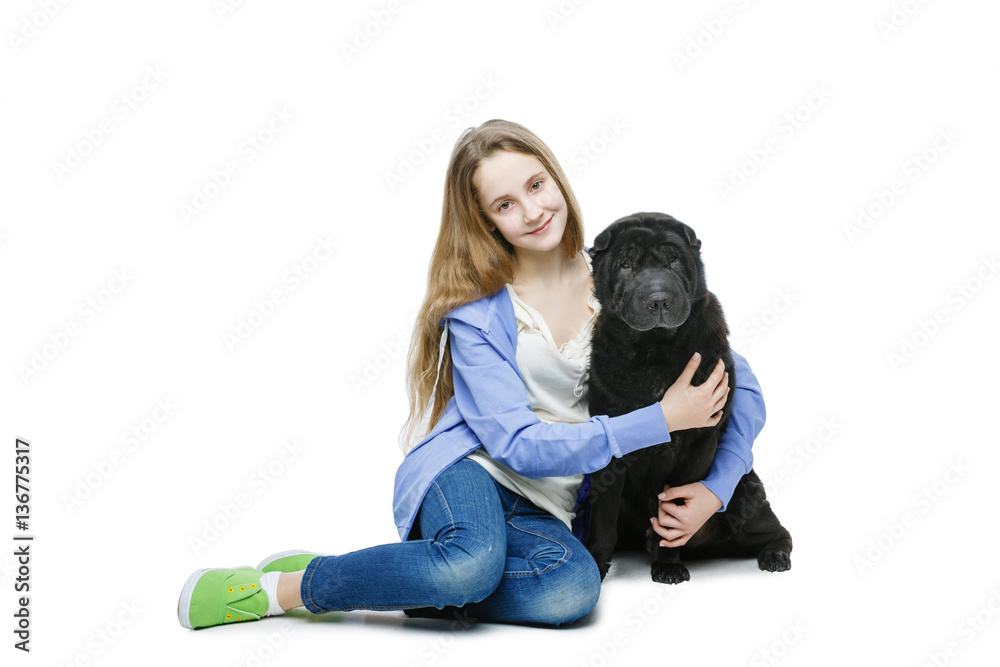 Teen age girl with dog Teen age girl with dog
