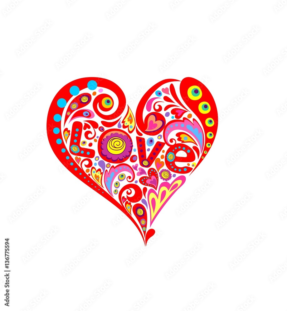 Funny hippie print with abstract heart shape Funny hippie print with abstract heart shape