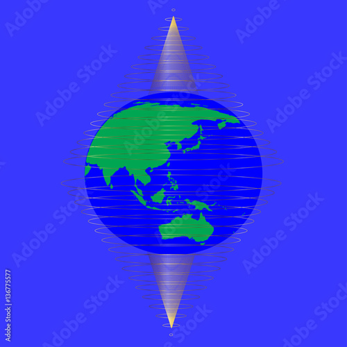 world network two gold towers at the poles of the earth