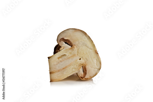 sliced mushrooms on a white background