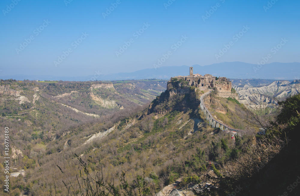 View of Civita di Bagnoregio past midday (Viterbo, Italy)