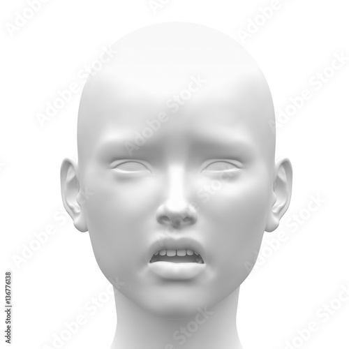 Blank White Female Sad Face Emotion - Front view