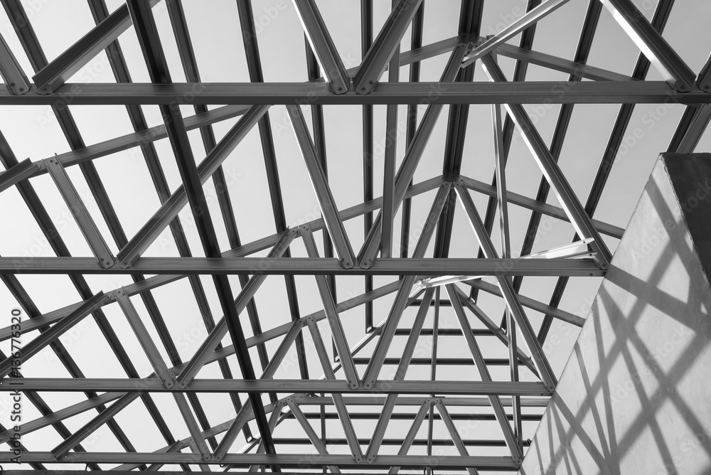 Structure of steel roof. Structure of steel roof.
