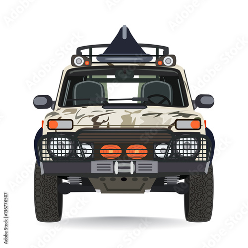 Hunter car vector illustration in flat style.