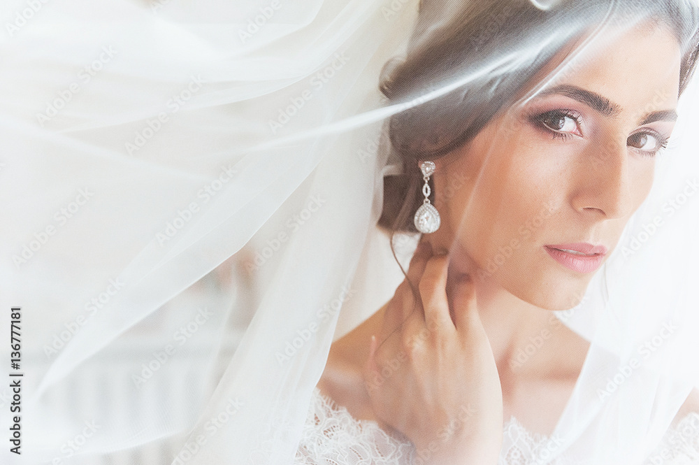 young beauty bride with big eye
