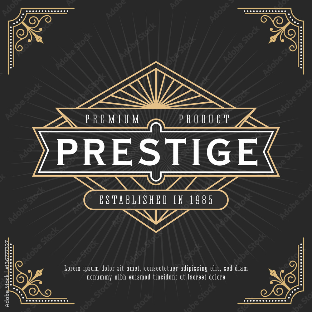 Obraz premium Vintage line frame design for labels, banner, logo, emblem, apparel, t- shirts, sticker and other design object. Vector illustration