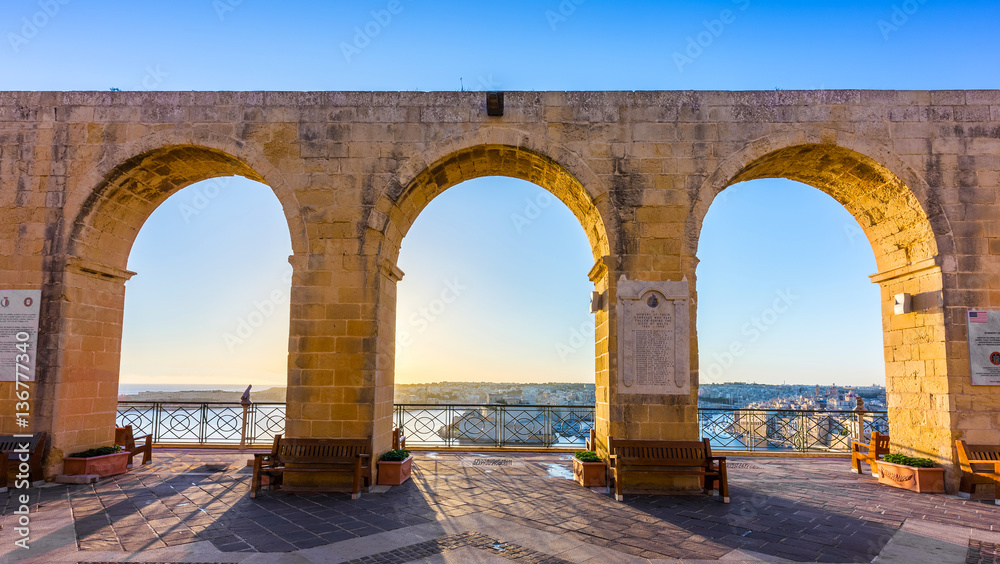 Valletta, Malta - Beautiful summer morning view from Valletta, the capital city of Malta with blue sky
