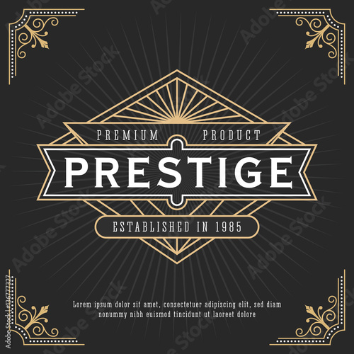 Vintage line frame design for labels, banner, logo, emblem, apparel, t- shirts, sticker and other design object. Vector illustration