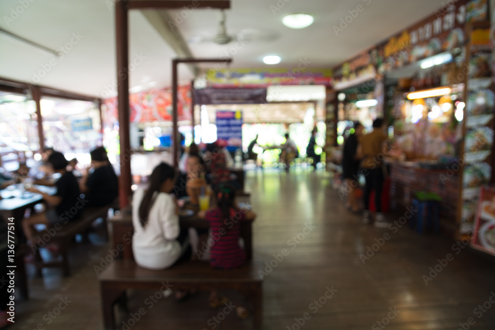 Blur Background of Retro Food Store Market