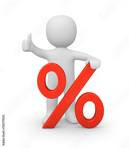 3d man with percent symbol ...
