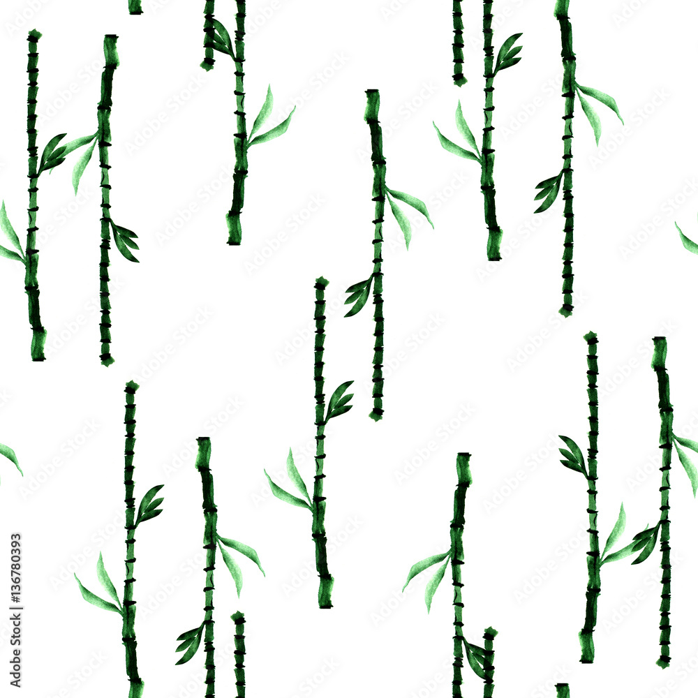 Fototapeta premium Seamless decorative background with watercolor painted elements.