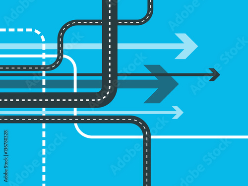 Futuristic road map background. Abstract GPS navigation banner. Winding road infographic template. Road trip and Journey route. Vector EPS 10
