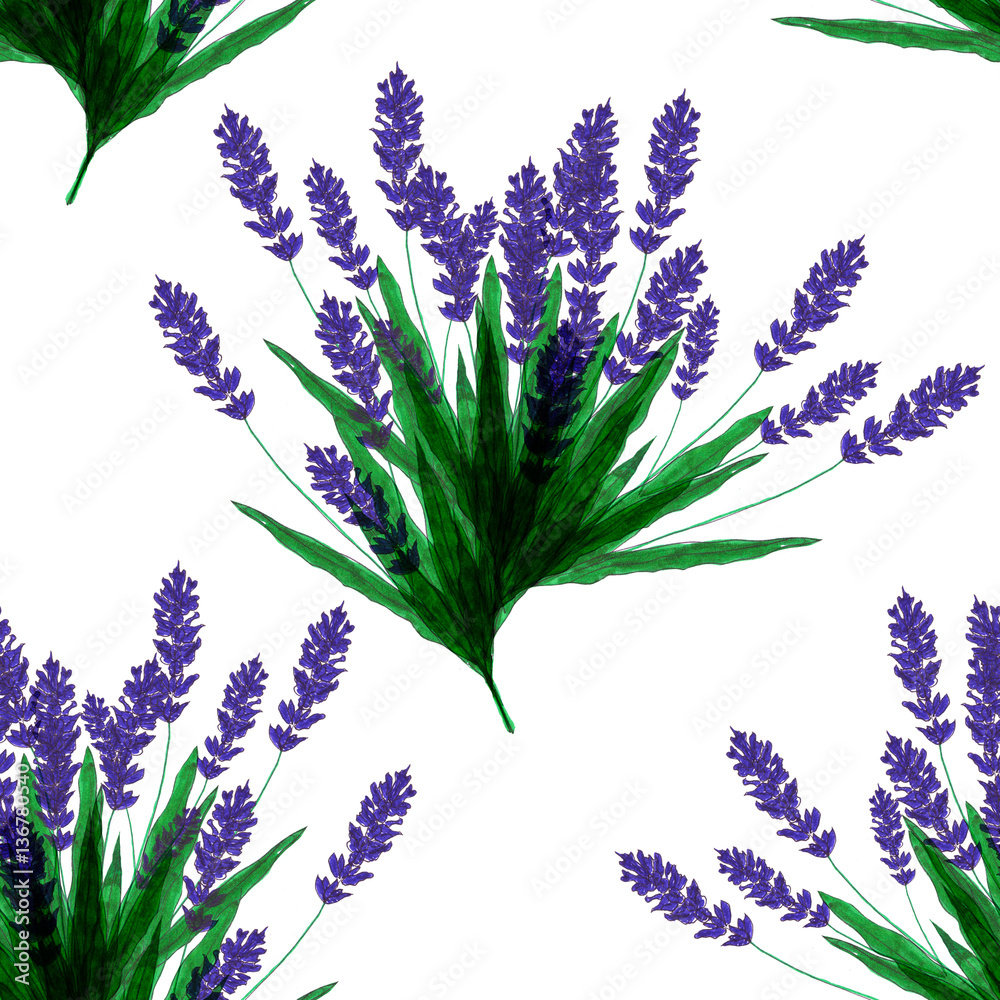 Naklejka premium Seamless decorative background with watercolor painted elements.