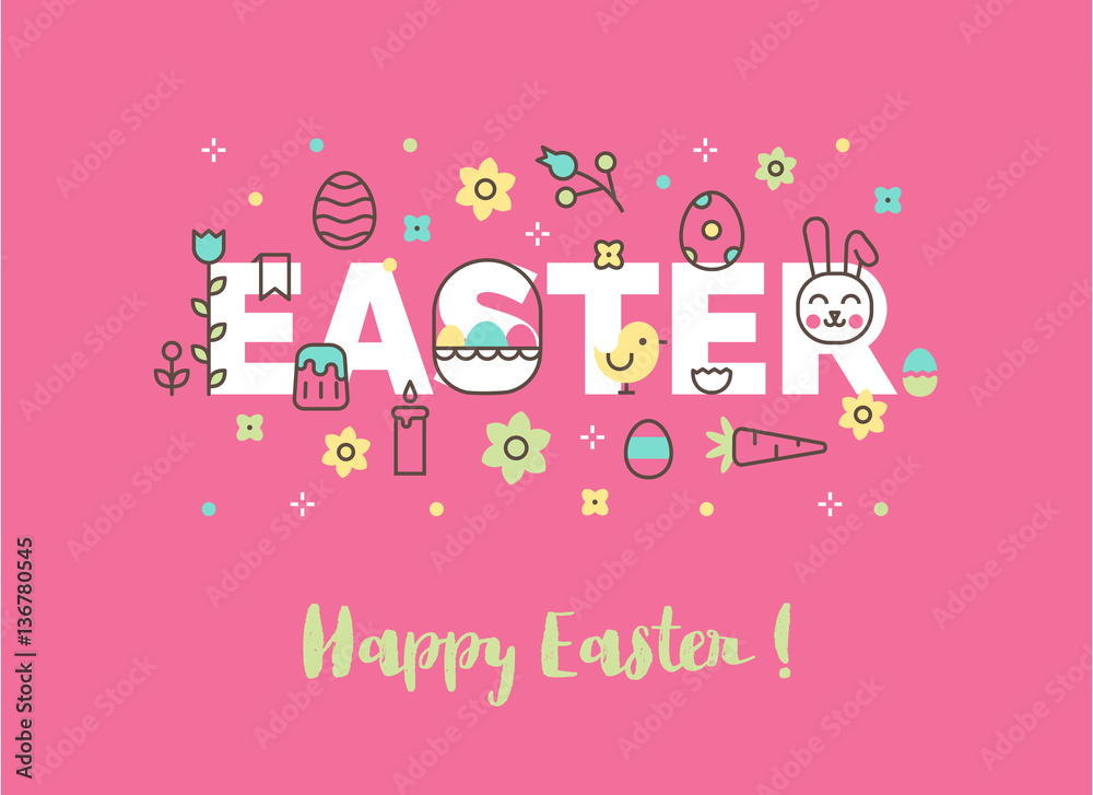 Egg hunt invitation banner. Modern line vector Easter illustration. Website banner or header. Ostern sunday spring celebration. Egg hunt invitation banner. Modern line vector Easter illustration. Website banner or header. Ostern sunday spring celebration.