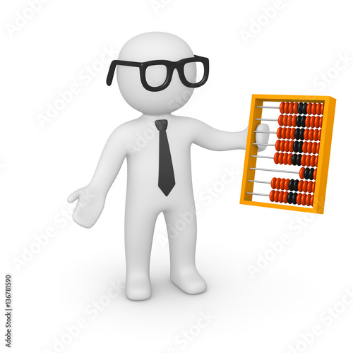 3d man with the abacus. 3d render.