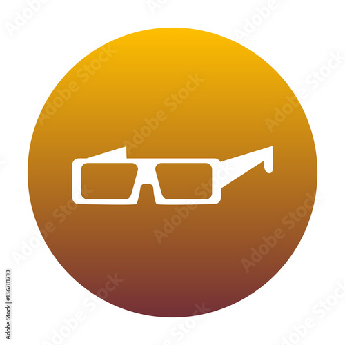Modern glass sign. White icon in circle with golden gradient as 