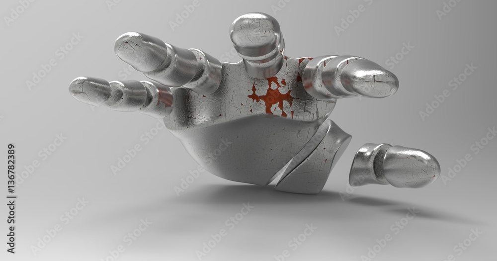 3D Illustration Of A Segmented Humanoid Hand