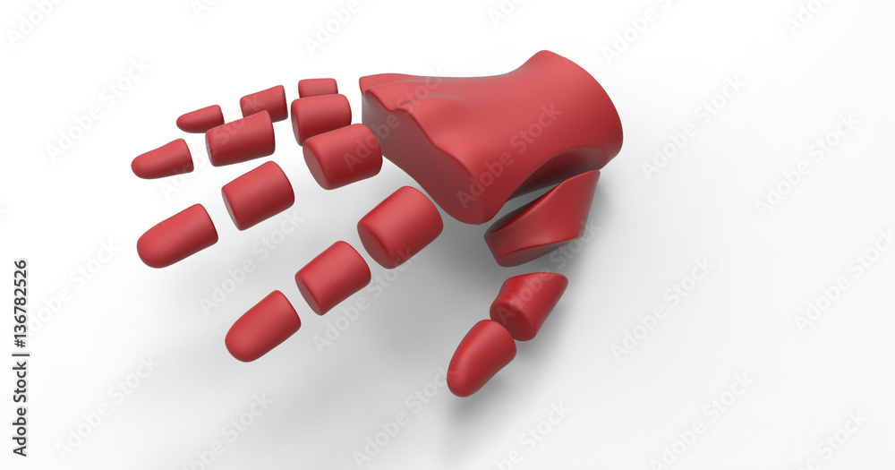 3D Illustration Of A Segmented Humanoid Hand 3D Illustration Of A Segmented Humanoid Hand
