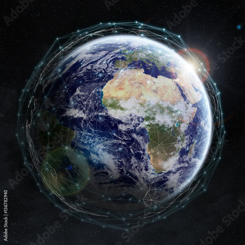 Data exchange and global network over the world 3D rendering