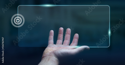 Businessman surfing on internet with digital tactile interface 3