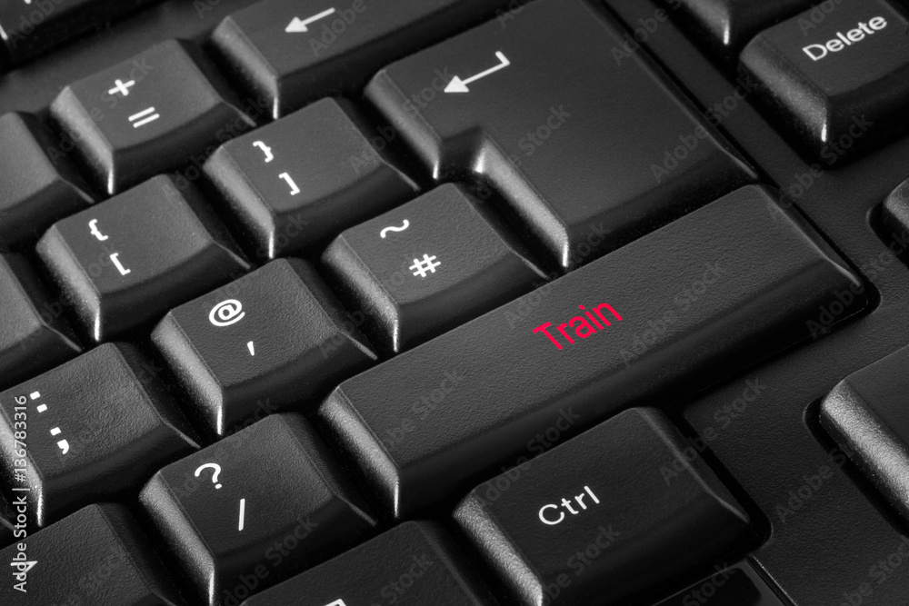 Computer Keyboard with Red Train Key Computer Keyboard with Red Train Key