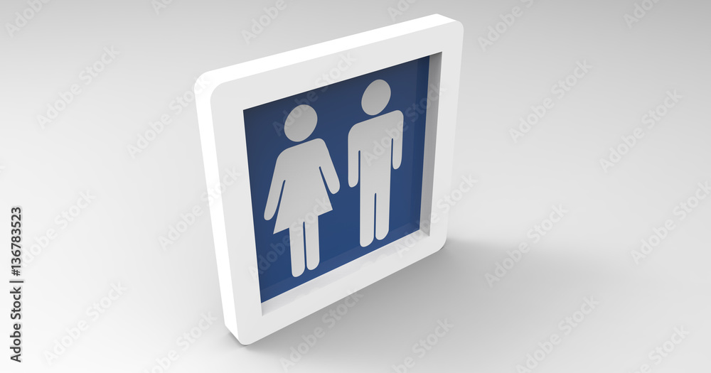 Fototapeta premium 3D Illustration Of A Male Female Restroom Sign