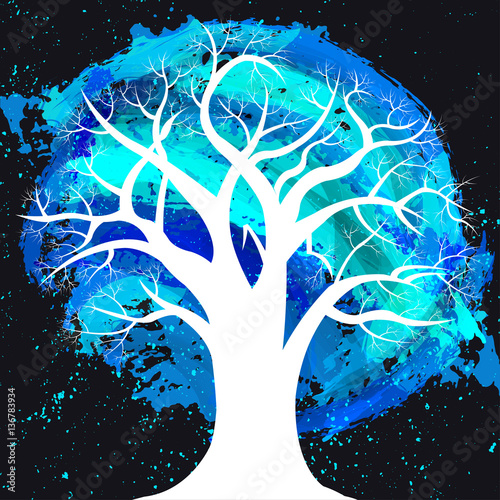 Tree, blue abstract background