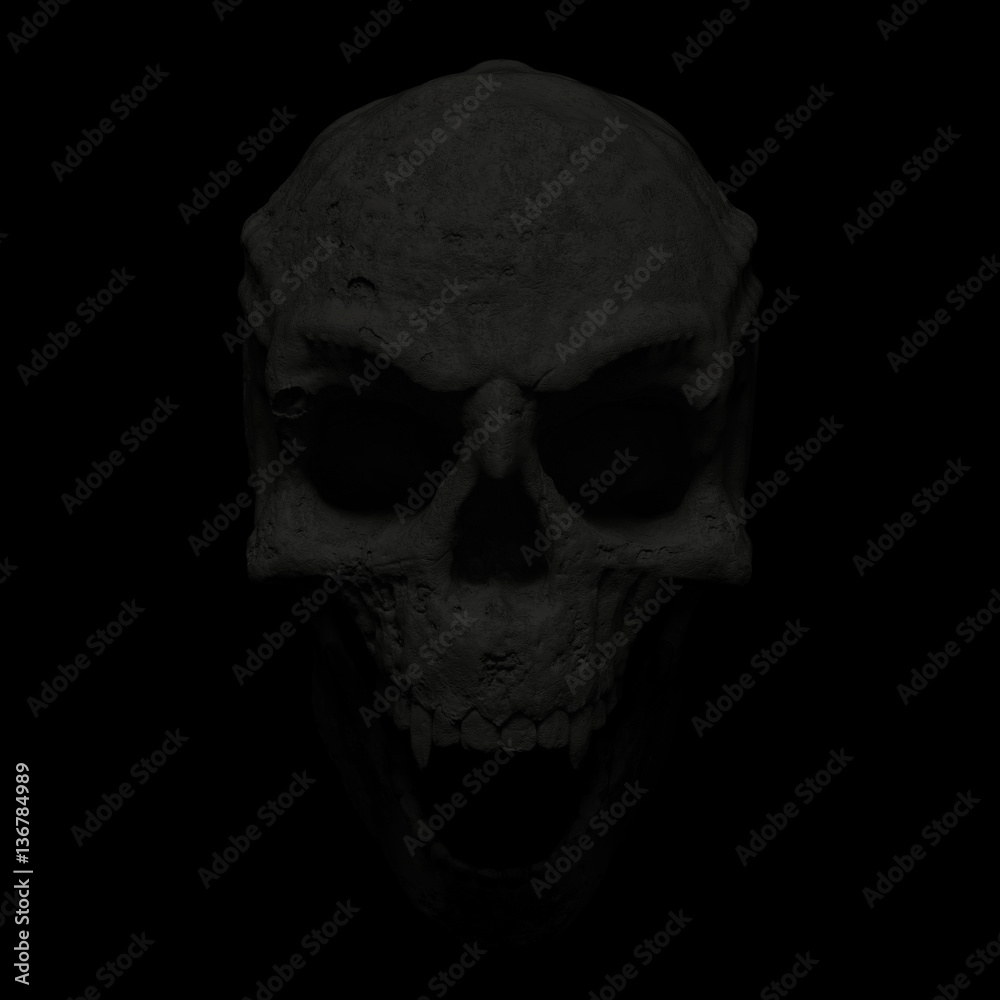 Obraz premium 3D Illustration Of A Vampire Demon Skull On A Black Background