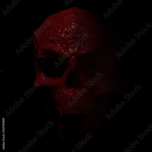 Fotografija 3D Illustration Of A Vampire Demon Skull Disintegrating On A Bla