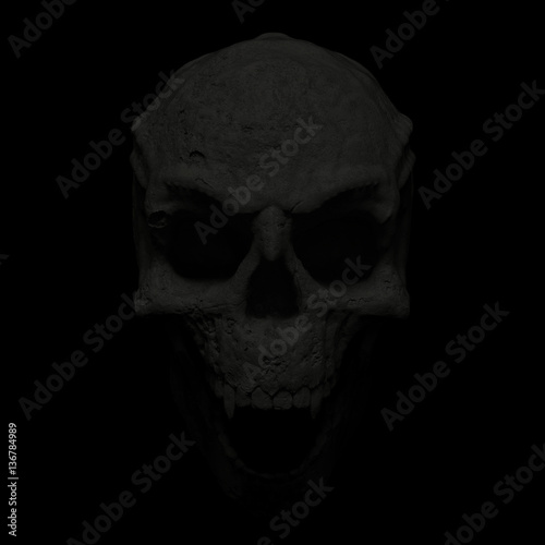 3D Illustration Of A Vampire Demon Skull On A Black Background