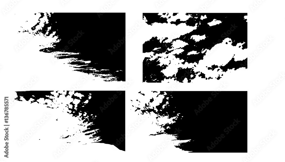 grunge texture background set, grungy overlay effect, black
