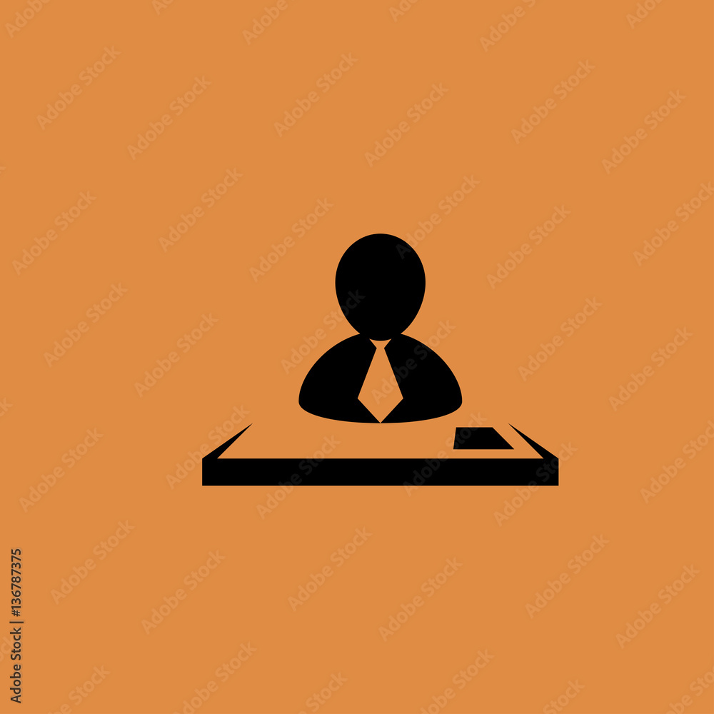 Businessman Working at office icon. flat design Businessman Working at office icon. flat design