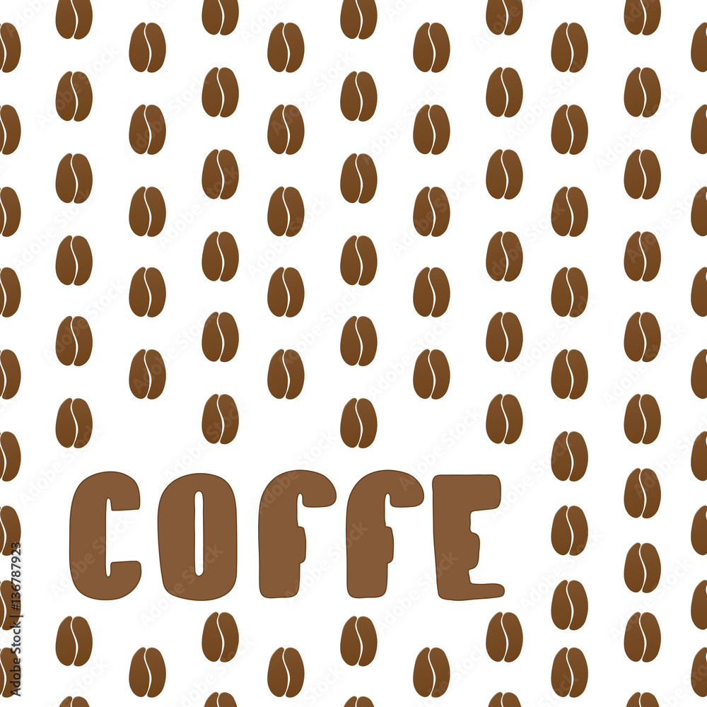 Obraz premium Vector coffee beans background. seamless pattern with text area
