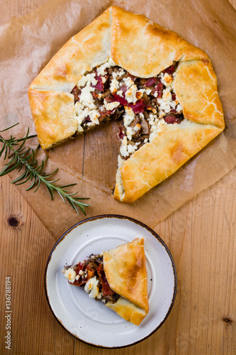 galette with mushrooms, bacon and cheese