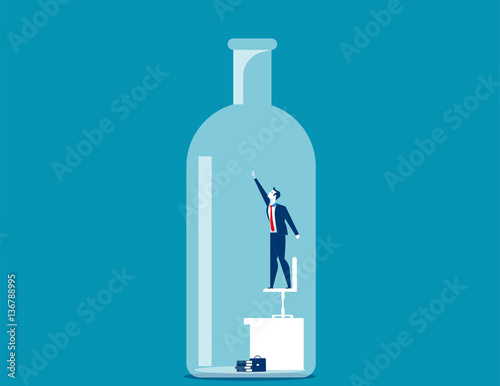 Businessman trapped in the bottle