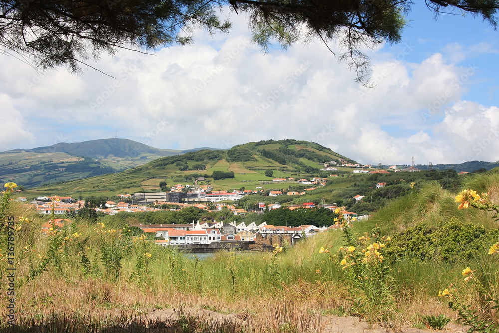 Blick auf Horta, Insel Faial in der Inselgruppe der Azoren