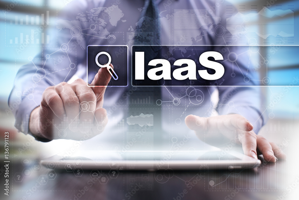 Businessman using tablet pc and selecting iaas. Businessman using tablet pc and selecting iaas.