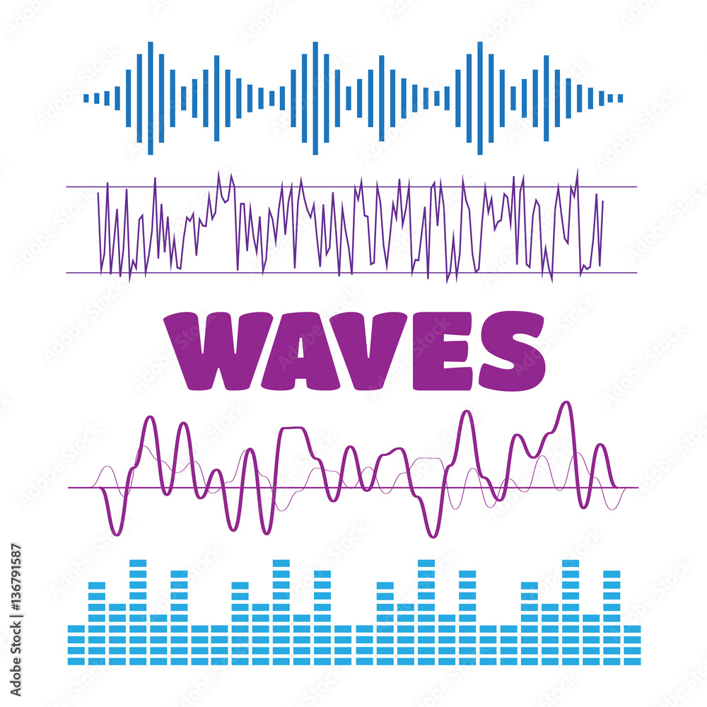Sound waves concept. Sound waves sign and symbol vector