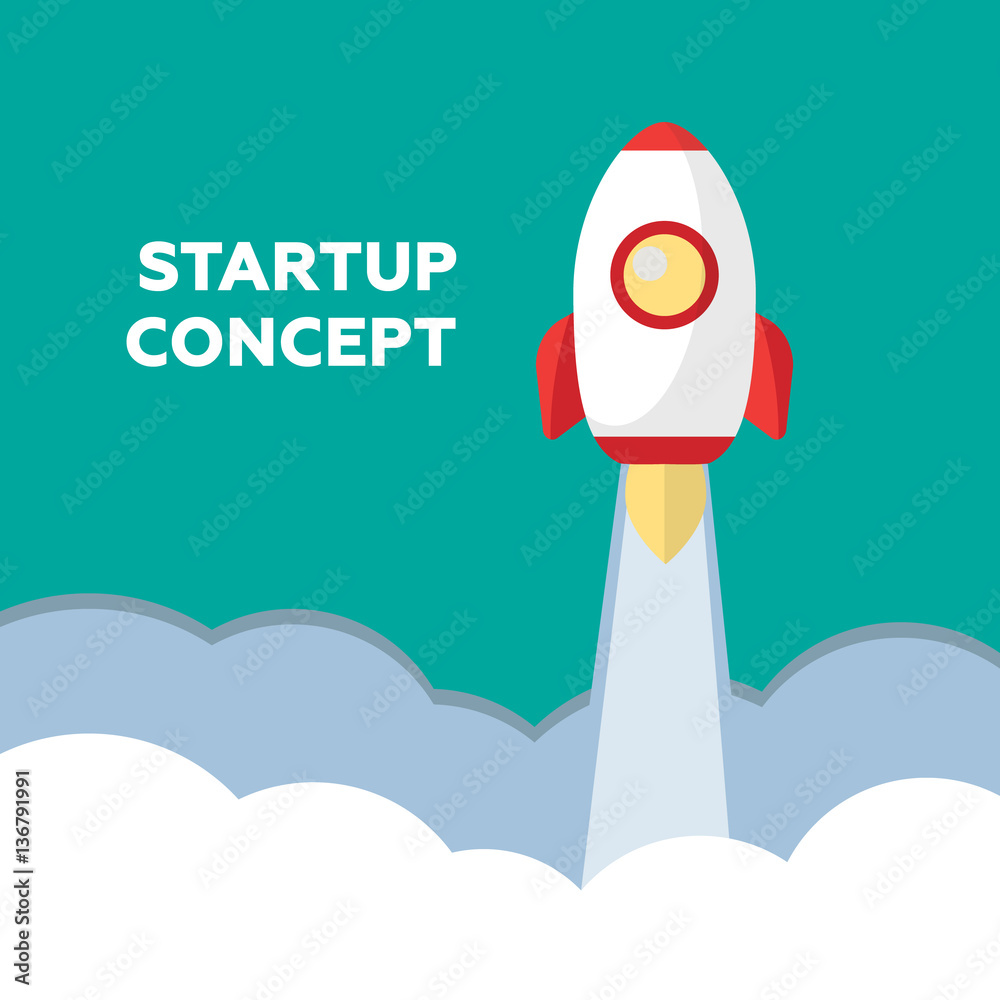 Start Up. Rocket ship. Flat design modern vector illustration co Start Up. Rocket ship. Flat design modern vector illustration co