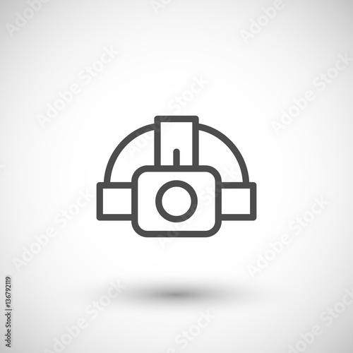 Head flashlight line icon
