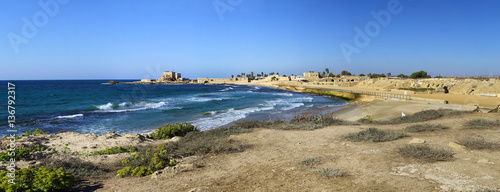 Fototapeta Naklejka Na Ścianę i Meble -  National park Caesarea on the coast of Mediterranean sea, Israel