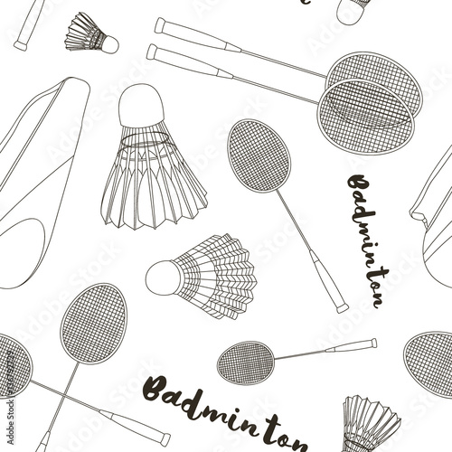 Badminton labels and icons set pattern