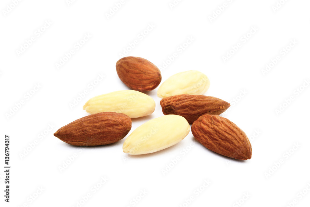Healty almond isolated on white background Healty almond isolated on white background