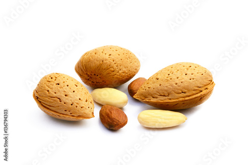 Healty almond isolated on white background