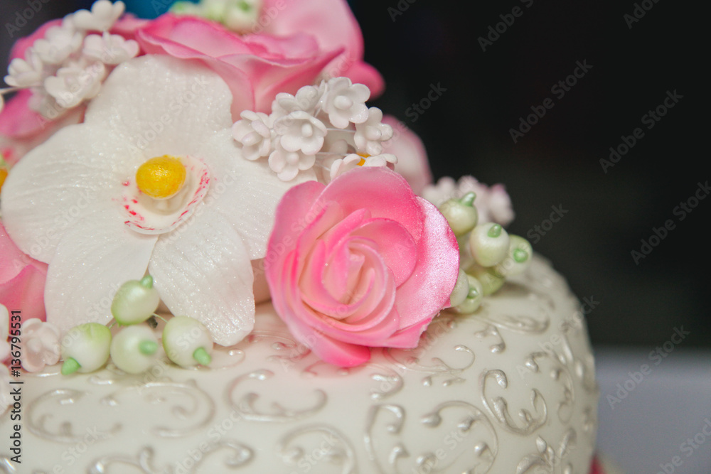 Wedding Cake with red orchids