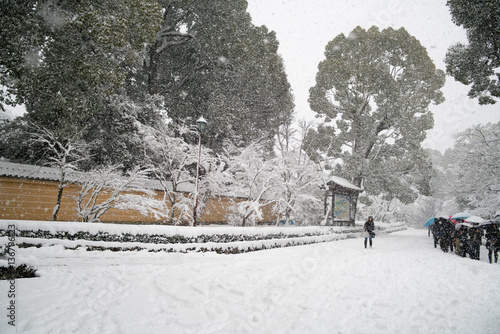 Fotografía Approach Kinkakuji temple,snow scene,Kyoto,tourism of Japan
