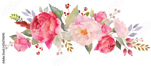 Watercolor floral composition photo