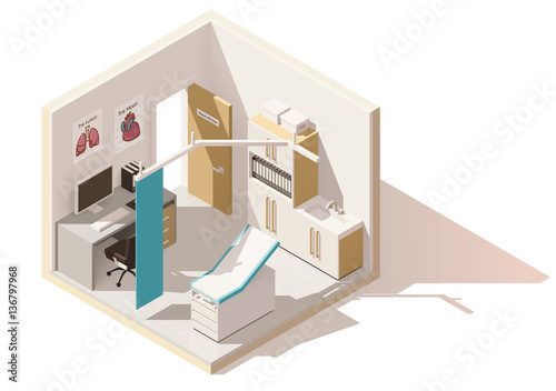 Vector isometric low poly doctors office icon