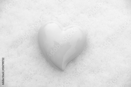 Ceramic heart in the snow