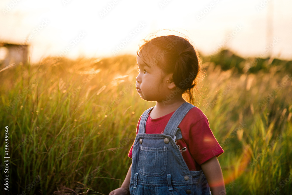girl playing in the meadow girl playing in the meadow